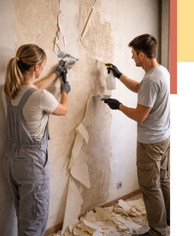 Снятие старых обоев в Гуково от 5390 руб. под ключ недорого | ОТДЕЛОЧНИК-Гкв