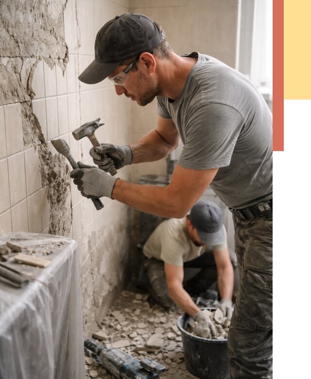 Демонтаж плитки со стен в Гуково от 873 руб. — быстро и недорого | ОТДЕЛОЧНИК-Гкв