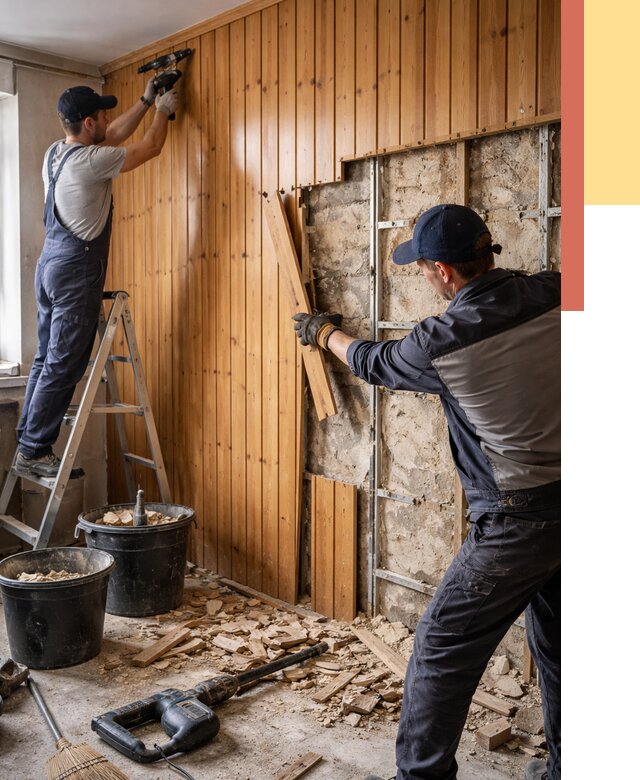 Демонтаж вагонки со стен в Гуково от 1489 руб. — снятие, удаление, срочно | ОТДЕЛОЧНИК-Гкв