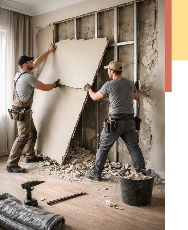 Демонтаж гипсокартона со стен в Гуково от 359 руб. — услуги демонтажа | ОТДЕЛОЧНИК-Гкв