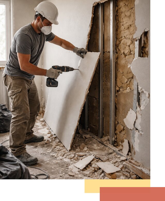 Демонтаж гипсокартона со стен в Гуково качественно и быстро