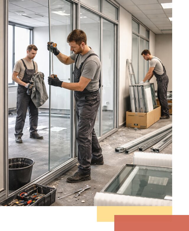 Демонтаж стеклянных перегородок в Гуково быстро и безопасно