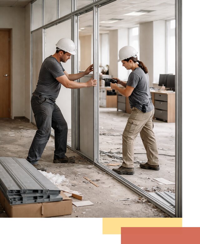 Демонтаж алюминиевых перегородок в Гуково быстро и аккуратно