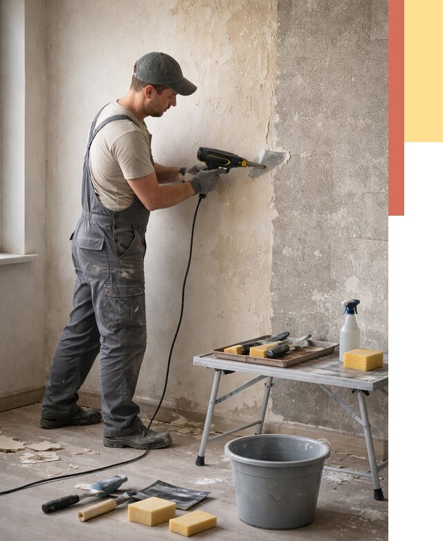 Очистка стен от клея в Гуково от 1899 руб. — снятие и удаление клея со стен | ОТДЕЛОЧНИК-Гкв