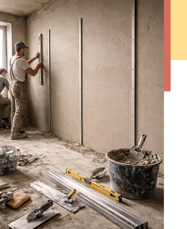 Штукатурка стен по маякам в Гуково от 5646 руб./м² — выравнивание под ключ | ОТДЕЛОЧНИК-Гкв