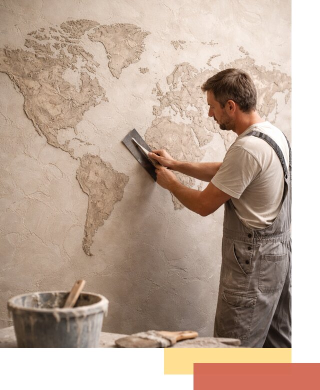 Декоративная штукатурка «Карта мира» под ключ в Гуково