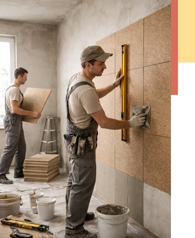 Монтаж пробковых панелей на стены в Гуково от 3593 руб. — ОТДЕЛОЧНИК-Гкв