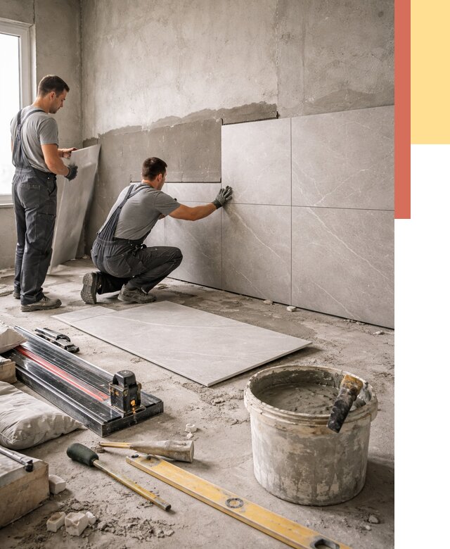 Облицовка стен керамогранитом в Гуково от 4312 руб./м² — услуги под ключ | ОТДЕЛОЧНИК-Гкв