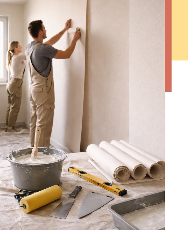 Поклейка бумажных обоев в Гуково от 5646 руб./м2 — быстро и недорого | ОТДЕЛОЧНИК-Гкв