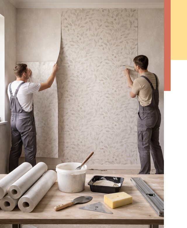 Поклейка обоев с подбором рисунка в Гуково от 3593 руб. | ОТДЕЛОЧНИК-Гкв - быстро и недорого