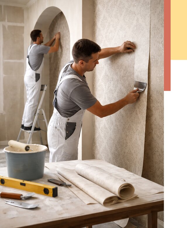 Поклейка обоев на сложные стены в Гуково от 2874 руб. под ключ | ОТДЕЛОЧНИК-Гкв