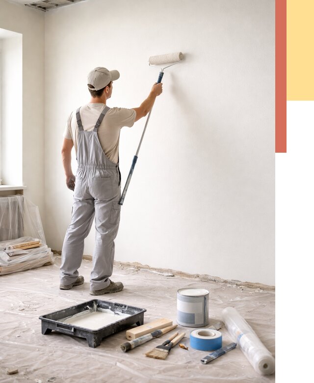 Покраска стен водоэмульсионной краской в Гуково от 462 руб. за м² | ОТДЕЛОЧНИК-Гкв