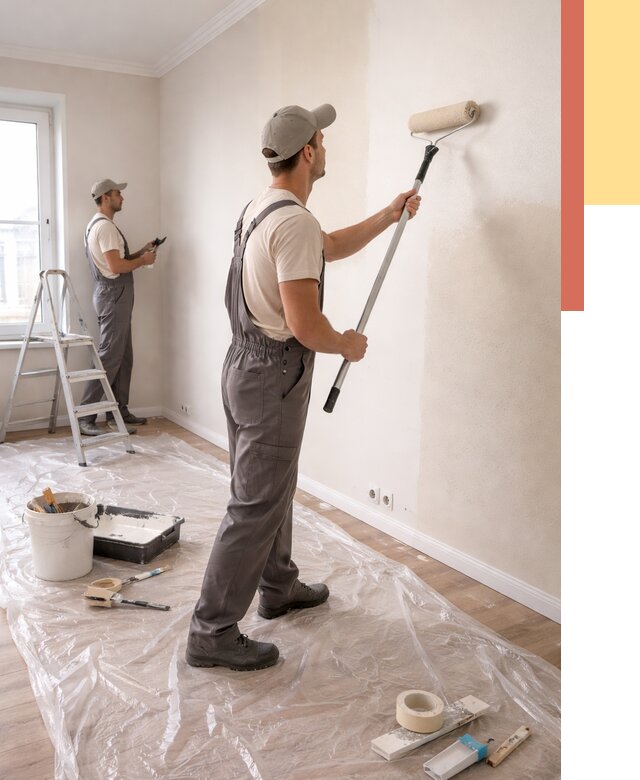 Покраска стен акриловой краской в Гуково от 3593 руб./м² — быстро и недорого | ОТДЕЛОЧНИК-Гкв