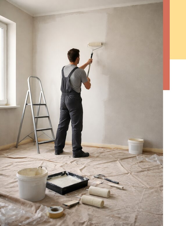 Покраска стен моющейся краской в Гуково от 359 руб./м² — быстро и недорого | ОТДЕЛОЧНИК-Гкв