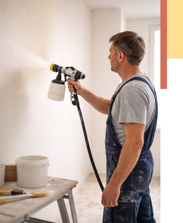 Покраска стен краскопультом в Гуково от 7700 руб. — механизированная покраска | ОТДЕЛОЧНИК-Гкв