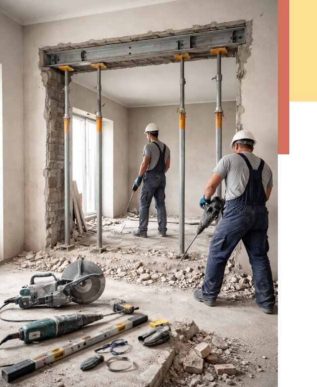 Прорезка проема в стене в Гуково от 4620 руб. — быстро и недорого | ОТДЕЛОЧНИК-Гкв