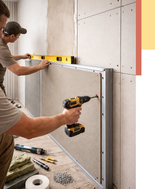 Шумоизоляция стен панелями ЗИПС в Гуково от 2259 руб./м² под ключ | ОТДЕЛОЧНИК-Гкв