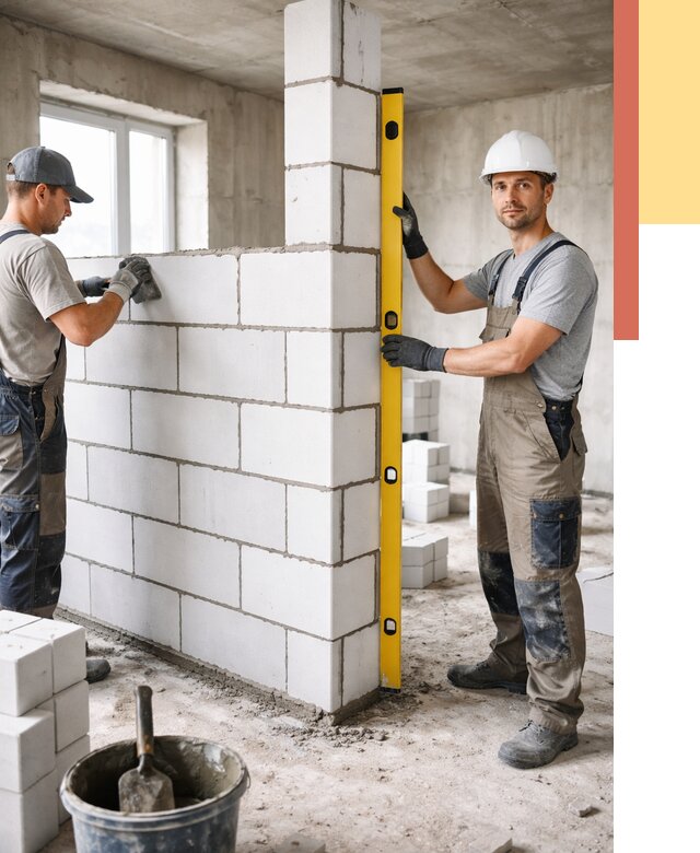 Кладка перегородок из пеноблока в Гуково от 1848 руб. под ключ | ОТДЕЛОЧНИК-Гкв