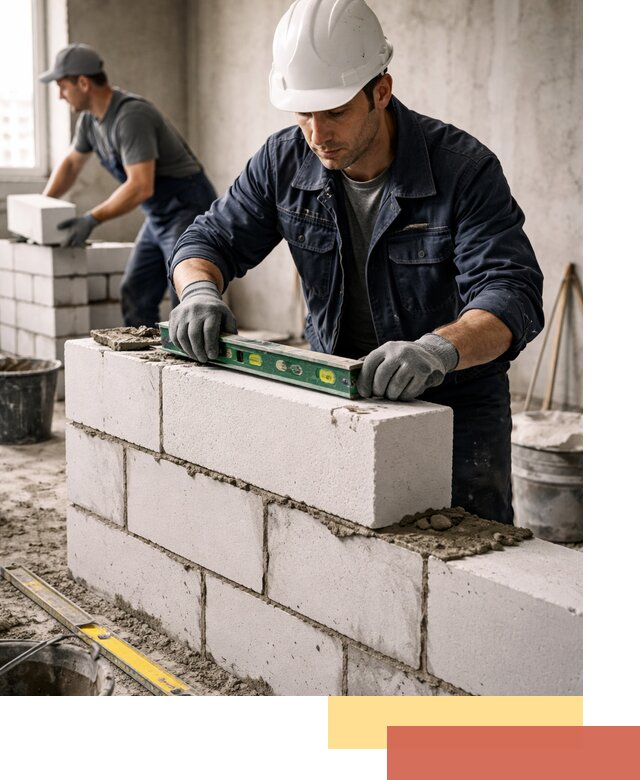 Кладка перегородок из пеноблока под ключ в Гуково