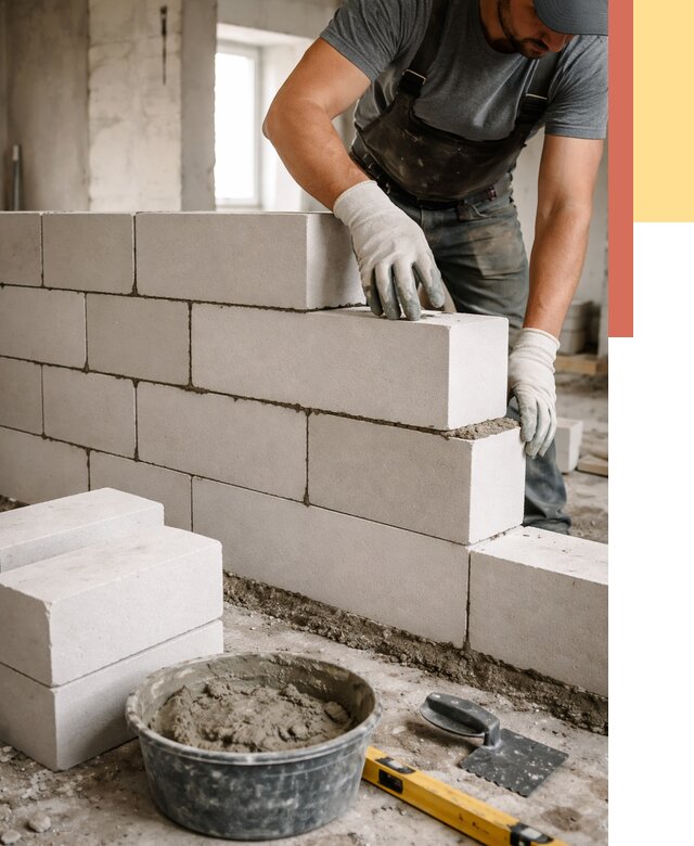 Кладка перегородок из силикатного блока в Гуково от 4106 руб. под ключ | ОТДЕЛОЧНИК-Гкв