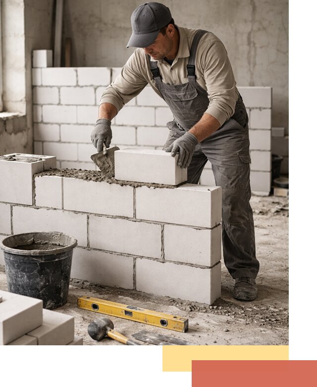 Кладка перегородок из силикатного блока в Гуково