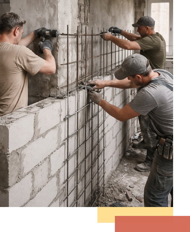 Армирование кладки перегородок в Гуково профессионально и надёжно