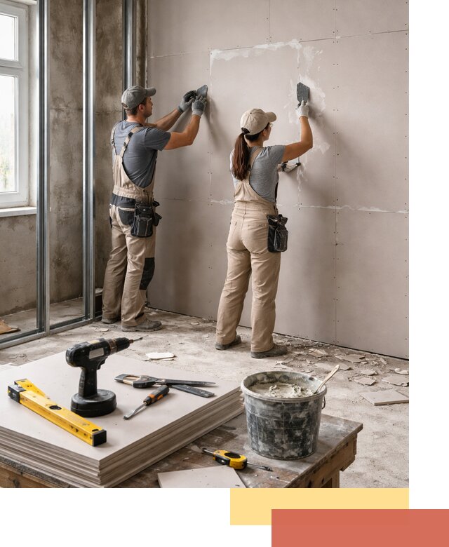 Монтаж двухслойной перегородки из гипсокартона в Гуково