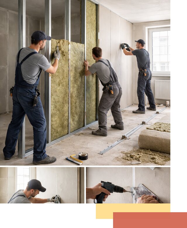 Перегородка из гипсокартона с шумоизоляцией в Гуково — монтаж под ключ