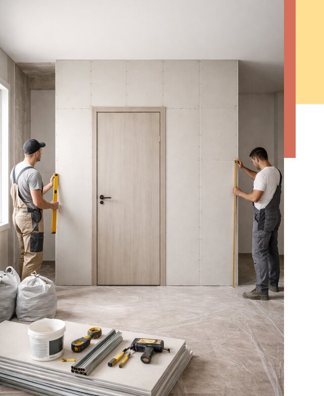 Перегородка из гипсокартона с дверью в Гуково от 4620 руб. под ключ | ОТДЕЛОЧНИК-Гкв