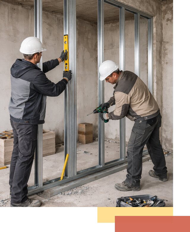 Монтаж каркаса перегородки из профиля в Гуково