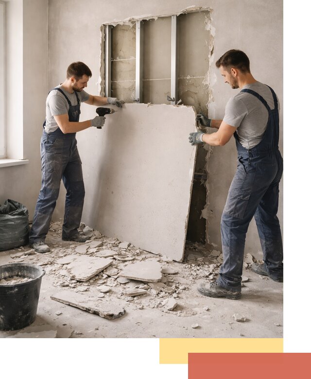 Демонтаж перегородки из гипсокартона в Гуково быстрый и аккуратный