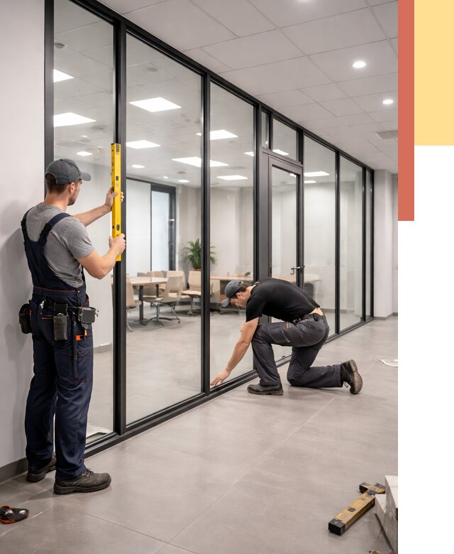 Каркасные стеклянные перегородки в Гуково под ключ от 9445 руб. | ОТДЕЛОЧНИК-Гкв