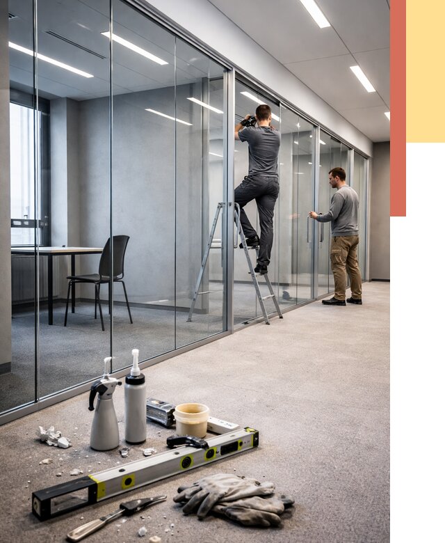 Стеклянные офисные перегородки в Гуково от 8726 руб. — монтаж и установка | ОТДЕЛОЧНИК-Гкв