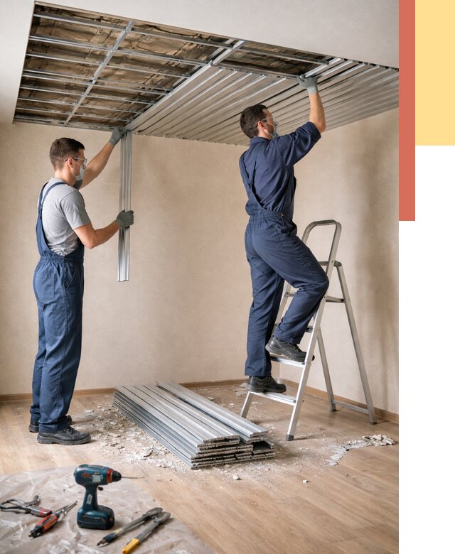 Демонтаж реечного потолка в Гуково от 4620 руб. быстро и недорого | ОТДЕЛОЧНИК-Гкв