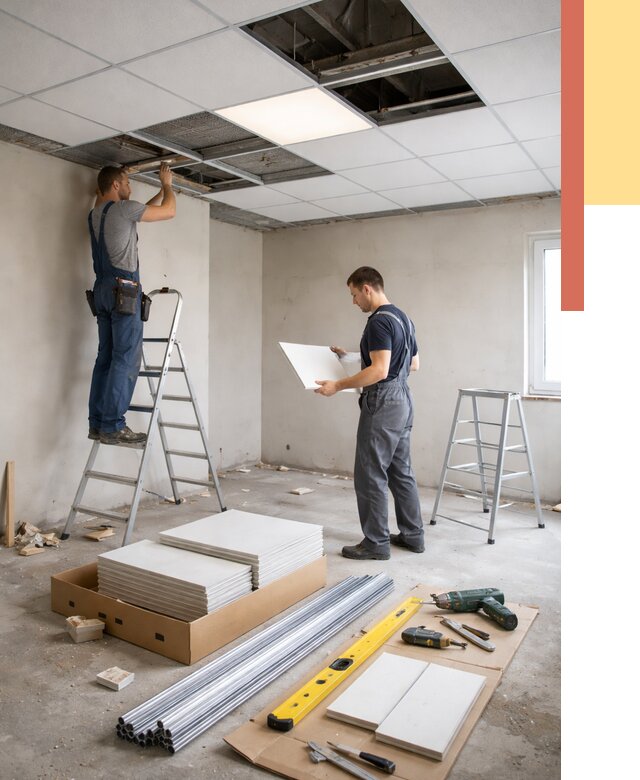 Монтаж потолка армстронг в Гуково от 4620 руб/м2 — быстрая установка под ключ | ОТДЕЛОЧНИК-Гкв