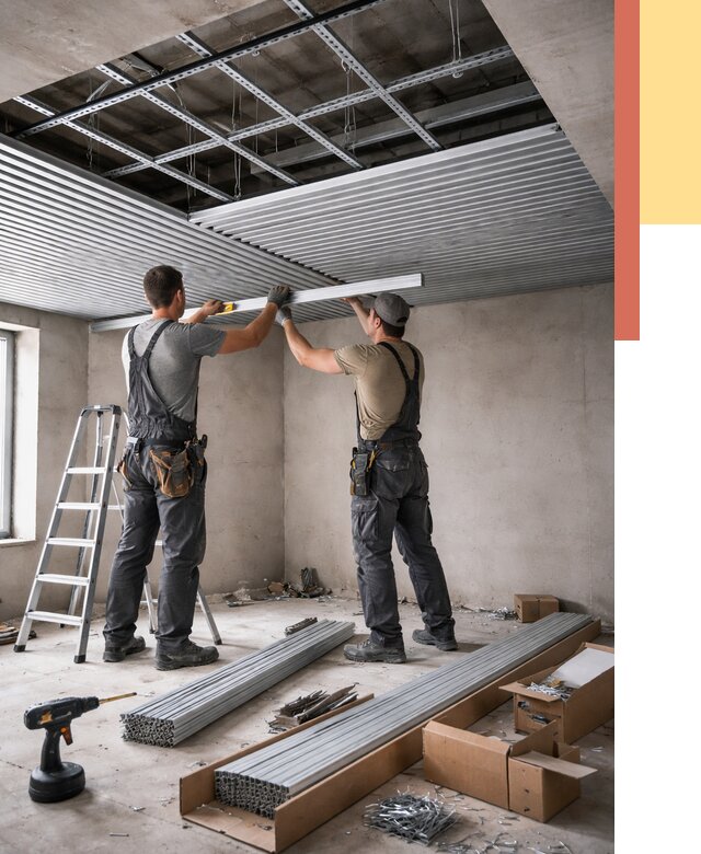 Монтаж реечного потолка в Гуково от 4620 руб. под ключ | ОТДЕЛОЧНИК-Гкв