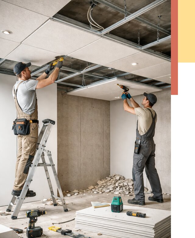 Монтаж акустического потолка в Гуково от 6673 руб/м2 — быстро и недорого | ОТДЕЛОЧНИК-Гкв