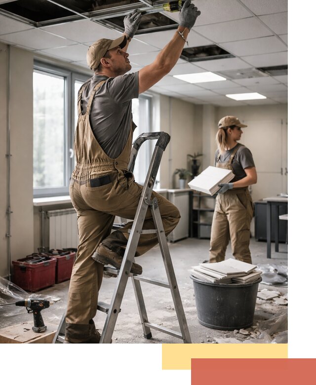 Ремонт потолка Армстронг и замена плит в Гуково