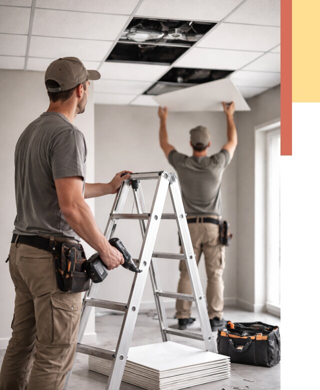 Обслуживание подвесного потолка в Гуково от 3593 руб. — быстро и недорого | ОТДЕЛОЧНИК-Гкв