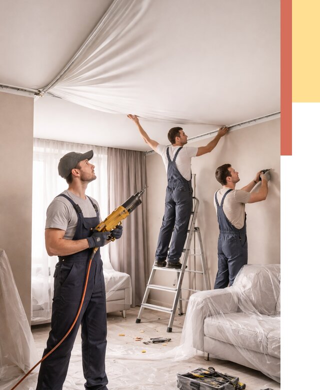 Установка натяжного потолка в Гуково от 4620 руб. | Быстро и недорого — ОТДЕЛОЧНИК-Гкв