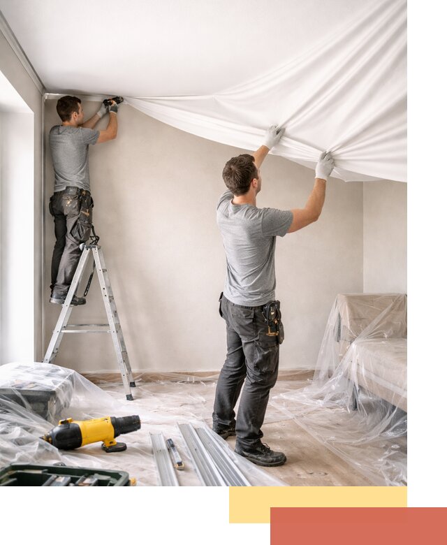 Монтаж тканевого натяжного потолка в Гуково недорого и быстро