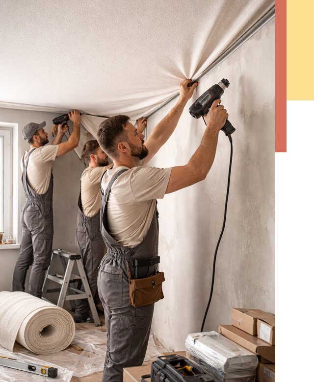 Монтаж фактурного натяжного потолка в Гуково от 770 руб. — ОТДЕЛОЧНИК-Гкв