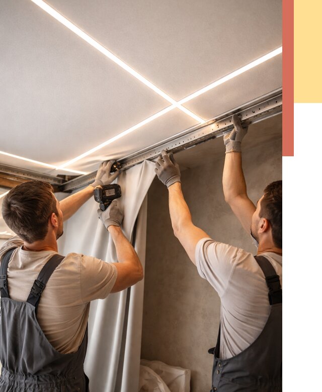 Монтаж натяжного потолка со световыми линиями в Гуково от 1232 руб. | ОТДЕЛОЧНИК-Гкв