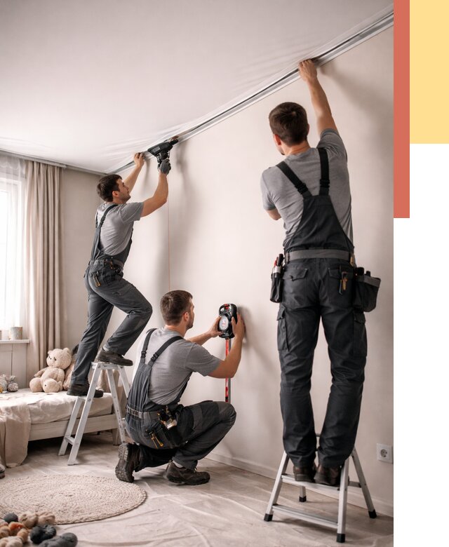 Монтаж натяжного потолка в детской в Гуково от 3593 руб. — быстро и недорого | ОТДЕЛОЧНИК-Гкв