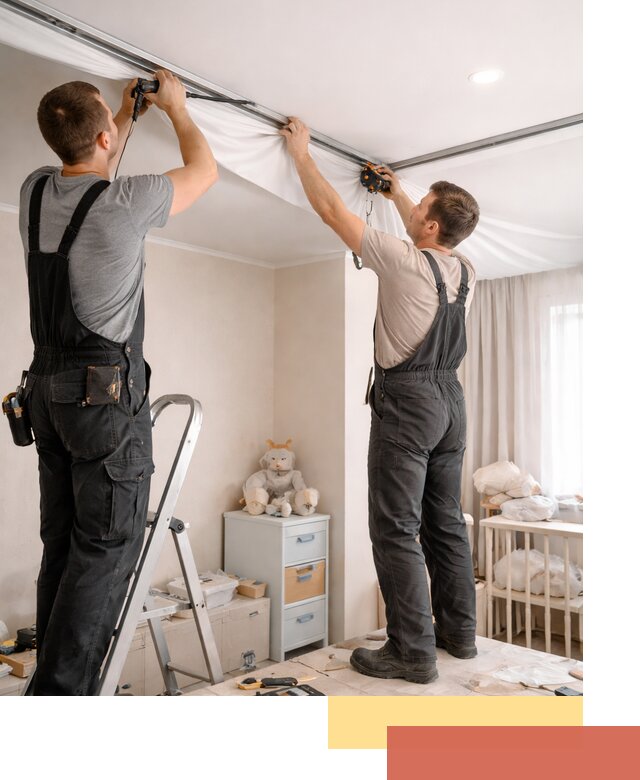 Монтаж натяжного потолка в детской комнате в Гуково