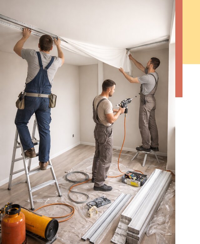 Монтаж натяжного потолка в студии в Гуково от 5646 руб. — быстро и недорого | ОТДЕЛОЧНИК-Гкв