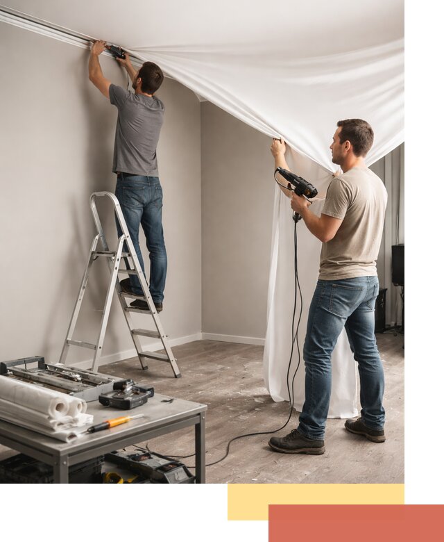 Монтаж натяжного потолка в студии в Гуково