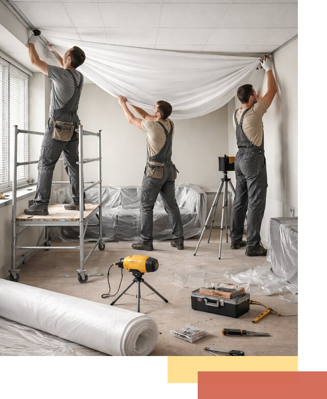 Монтаж натяжного потолка в офисе в Гуково