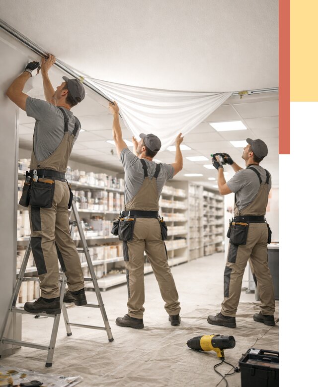 Монтаж натяжного потолка в магазине в Гуково от 4620 руб. быстро и недорого | ОТДЕЛОЧНИК-Гкв
