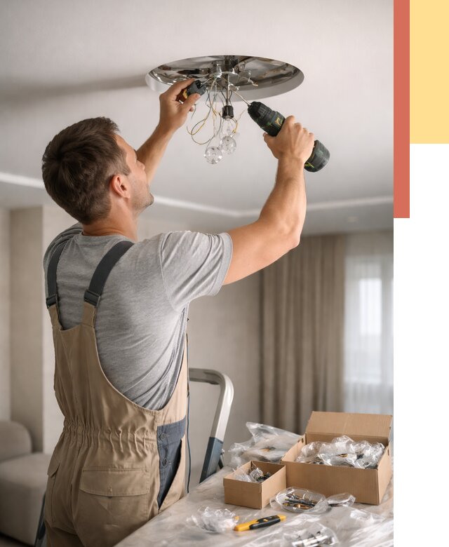 Установка люстры в натяжной потолок в Гуково от 1232 руб. | Быстро и недорого — ОТДЕЛОЧНИК-Гкв